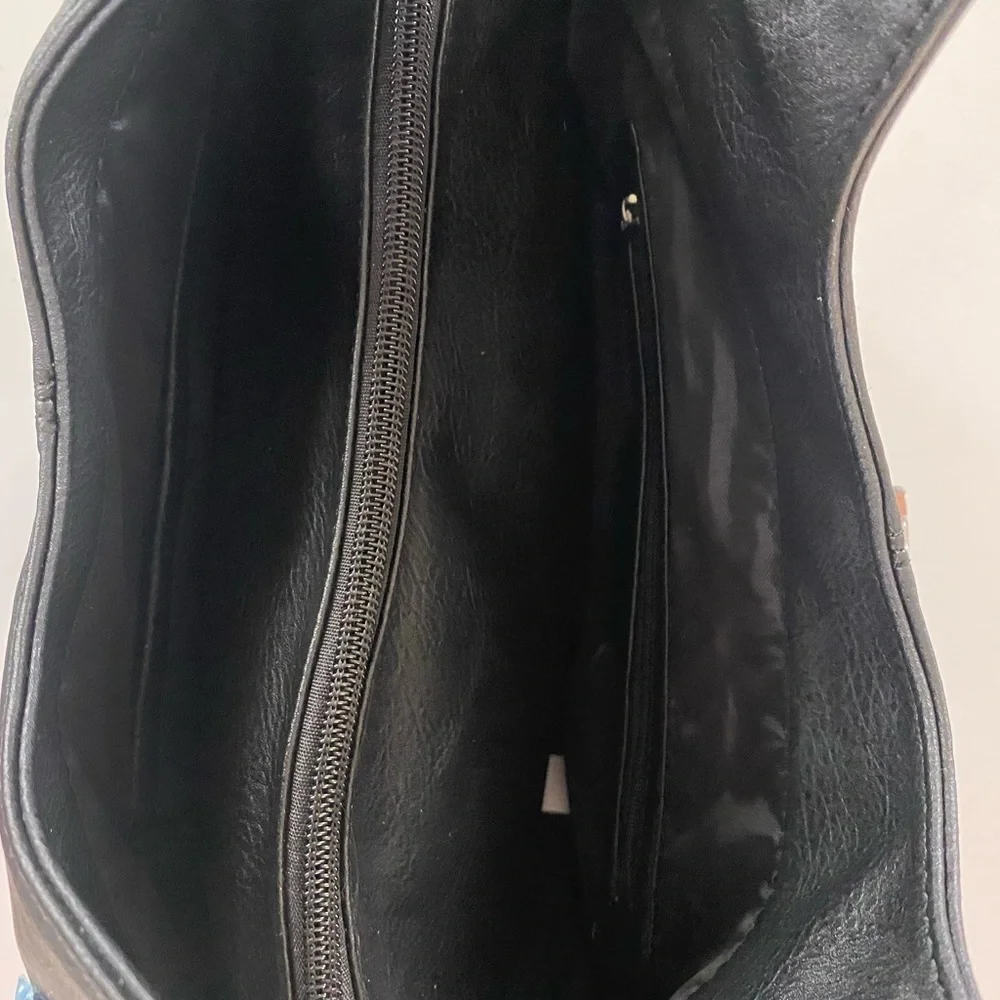 Black Rivet Lindsey black and brown faux leather hobo